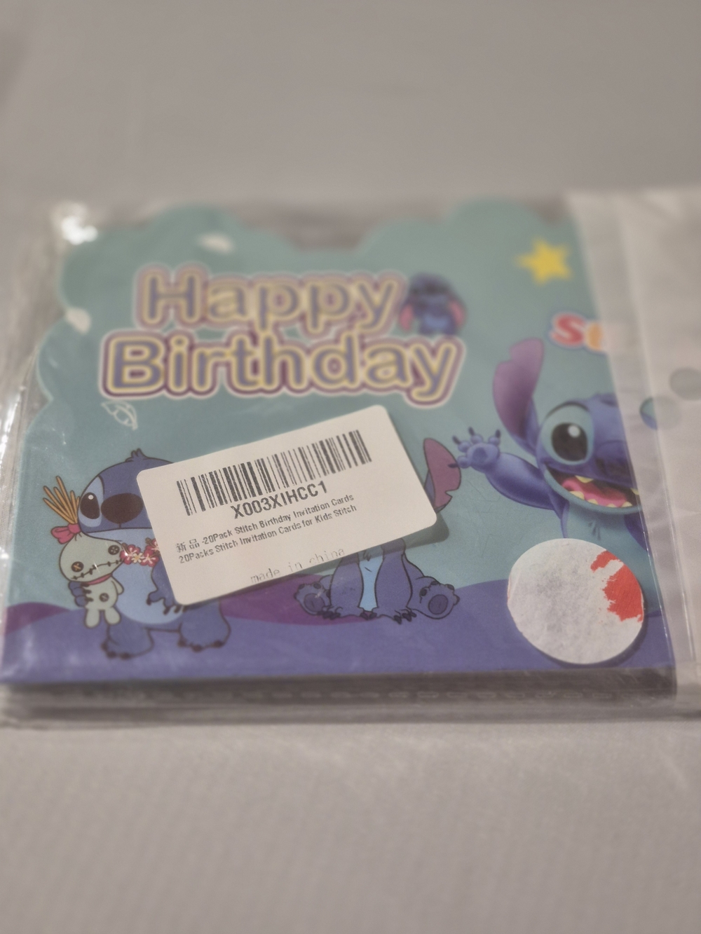 Happy Birthday Stitch Party Invitations - Blue 20 Pc 2 Pks Of 10 New